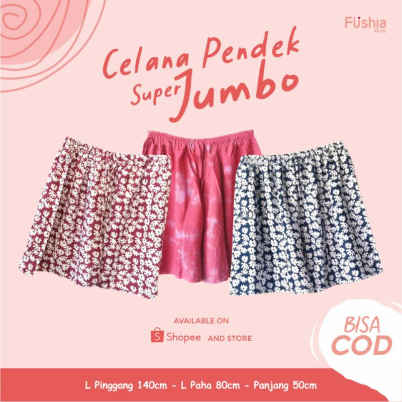 Celana Pendek Wanita Super Jumbo Lingkar Pinggang 140cm (SJ)