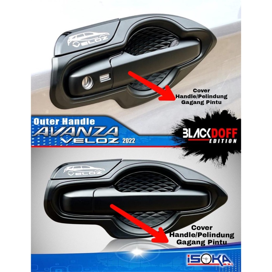COVER HANDLE PINTU HITAM DOFF PELINDUNG GAGANG PINTU AVANZA VELOZ 2022