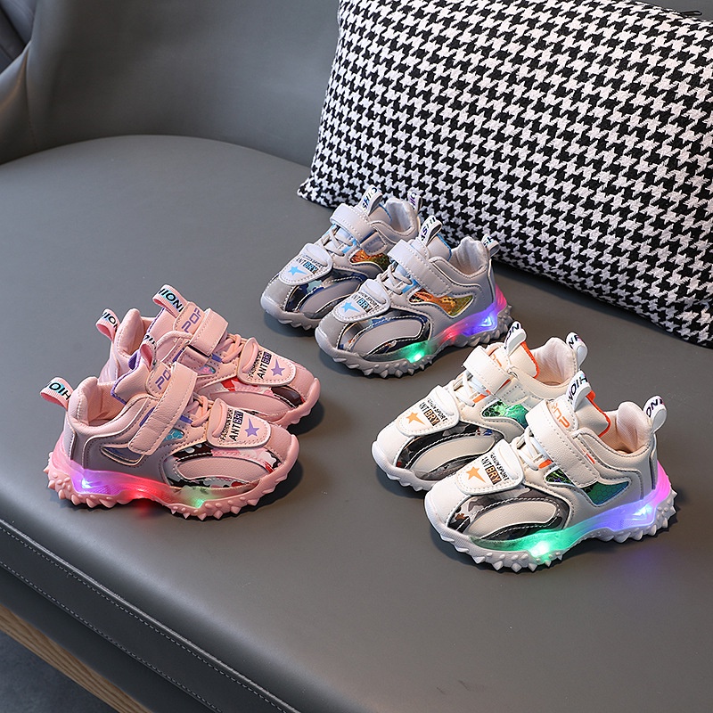 CHUBBI 20 Sepatu Sneaker Anak Laki Perempuan Lampu LED Import