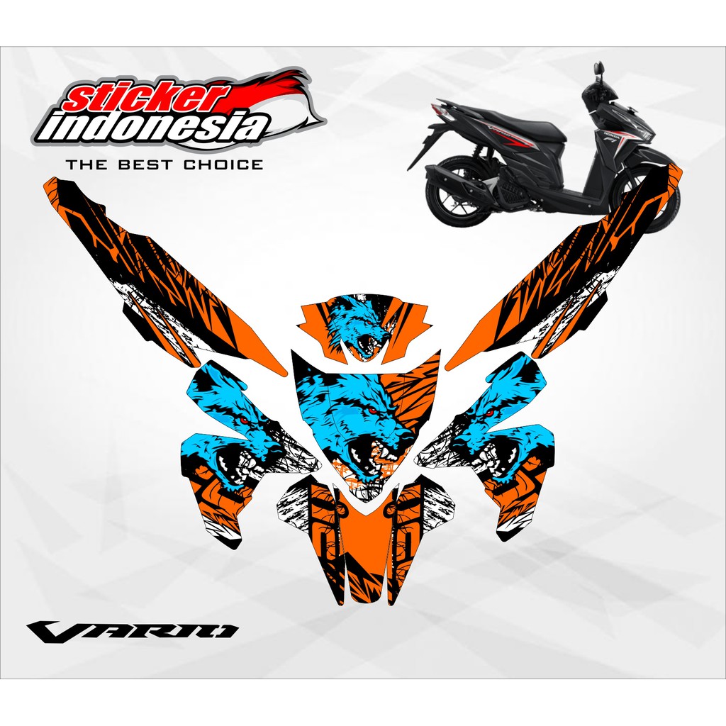 Decal Full Body Stiker Vario FI 125 /150 Old / Lama ( 2015-2017) ORANGE BIRU HITAM