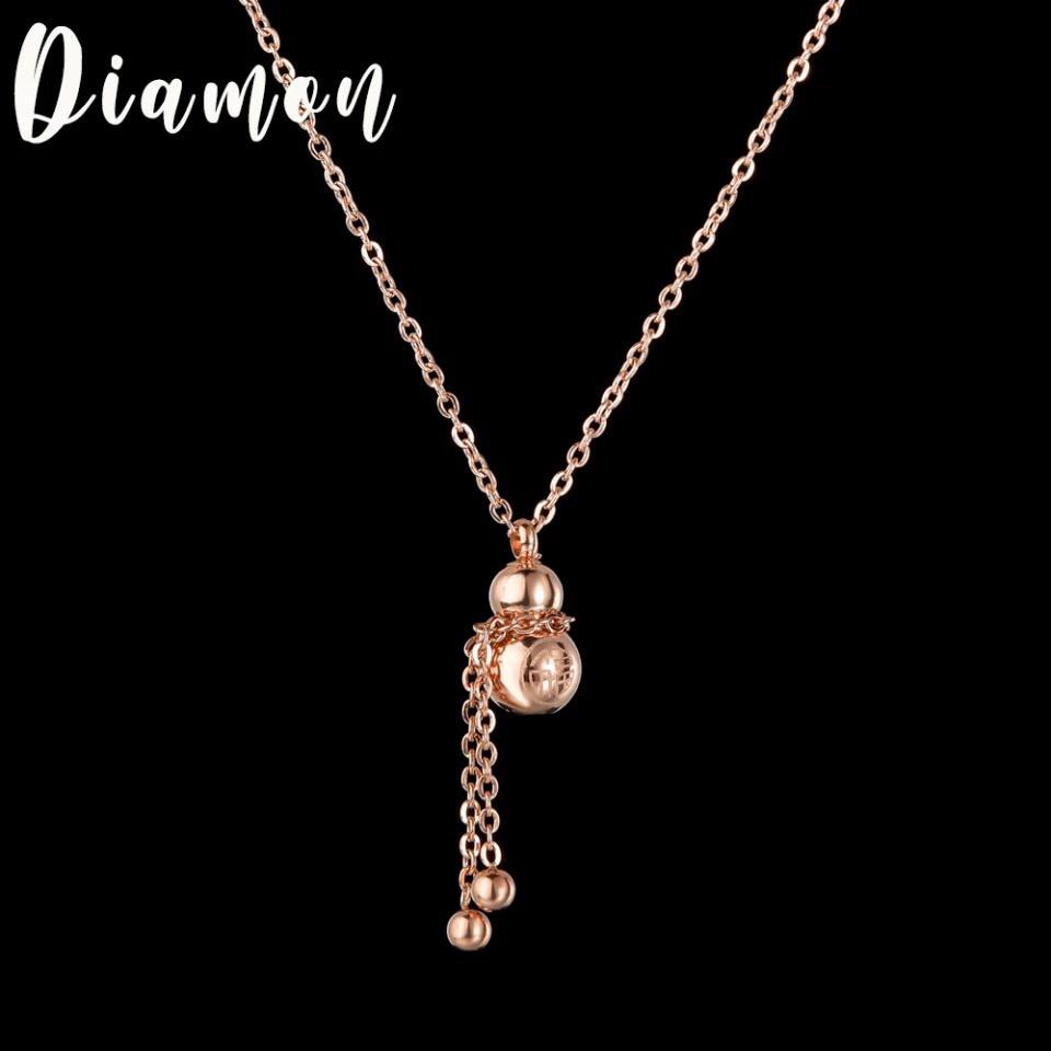 kalung wanita bahan titanium asli anti karat model liontin lucky kendi rosegold