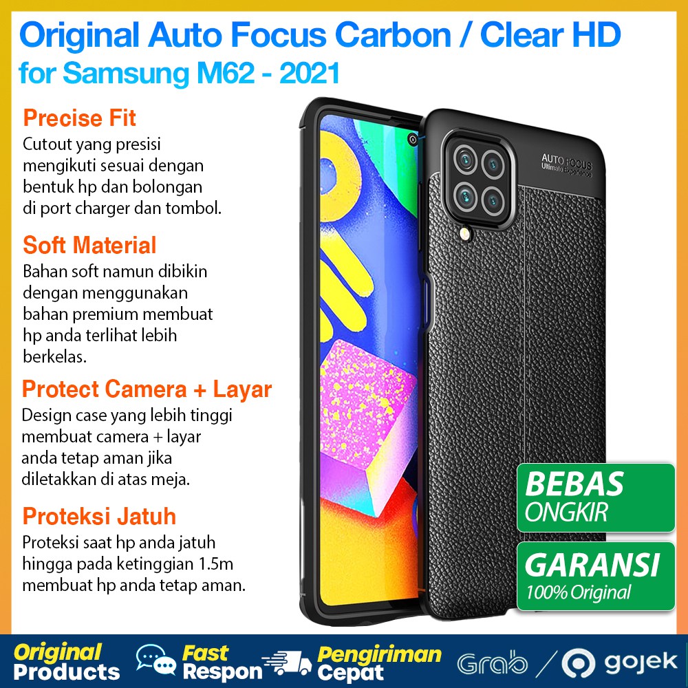 Original Auto Focus Carbon Clear Case Samsung Galaxy M62 2021 - Casing Softcase Soft Silicon