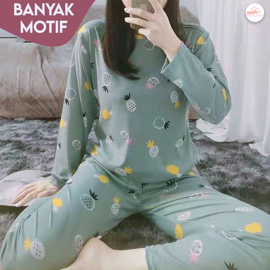 Setelan Lengan Panjang Piyama Baju Tidur Wanita Kartun Karakter Pajamas Dewasa Shopee Indonesia