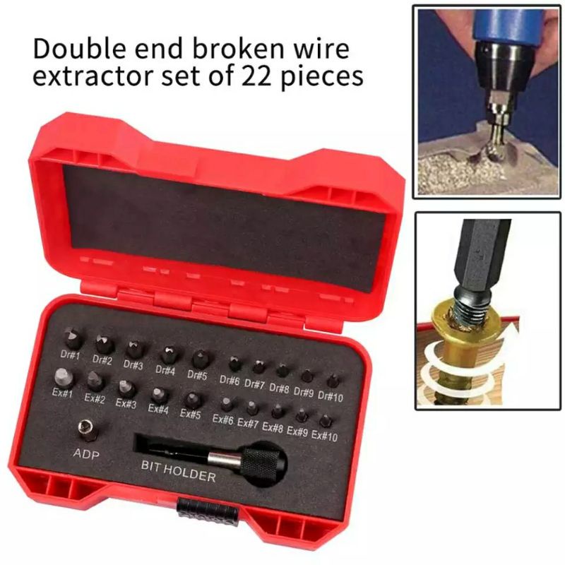 Set 22pcs Mata Bor Pembuka Baut Rusak Drill Tap Screw Extractor Broken Remover 1.5 - 10mm