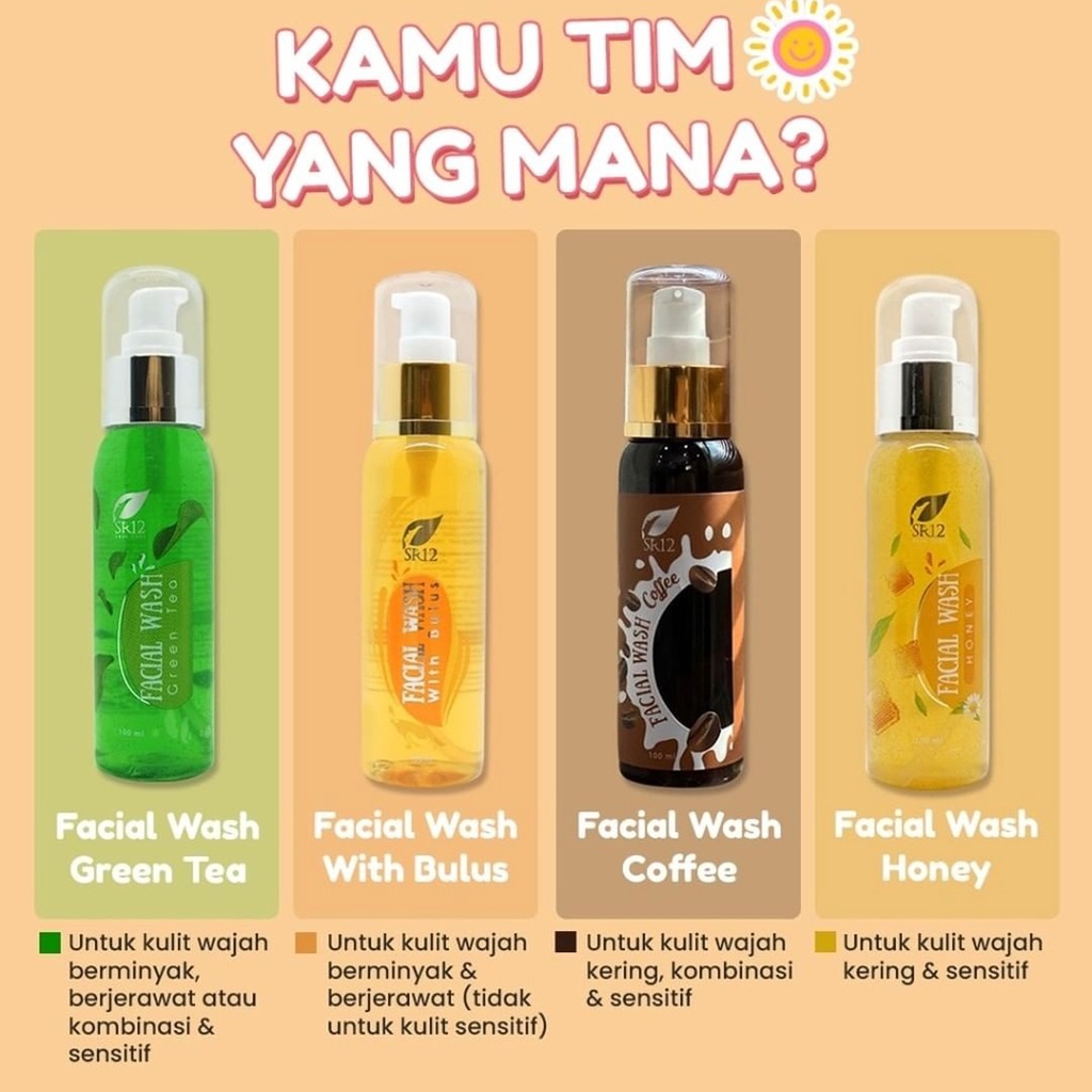 Facial Wash SR12 | Facial Wash Coffee SR12 &amp; Facial Wash Green Tea SR12 | Sabun Wajah SR12 Skincare