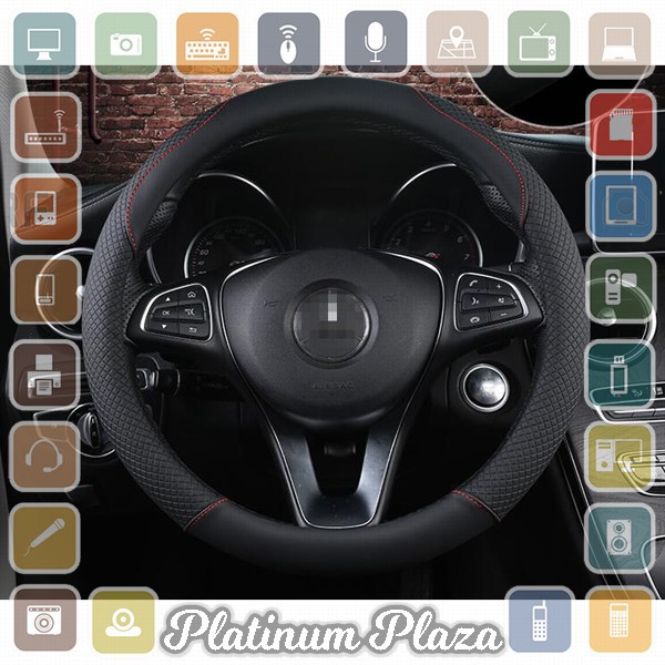 FORAUTO Cover Stir Mobil Bahan Kulit 38CM - V70 - Black`HMQXHY-