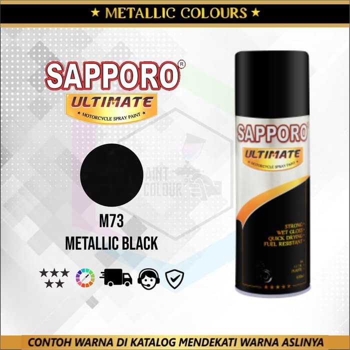 SAPPORO ULTIMATE M73 METALLIC BLACK 400ml.CAT SEMPROT UNTUK BODY,VELG MOTOR/OBIL