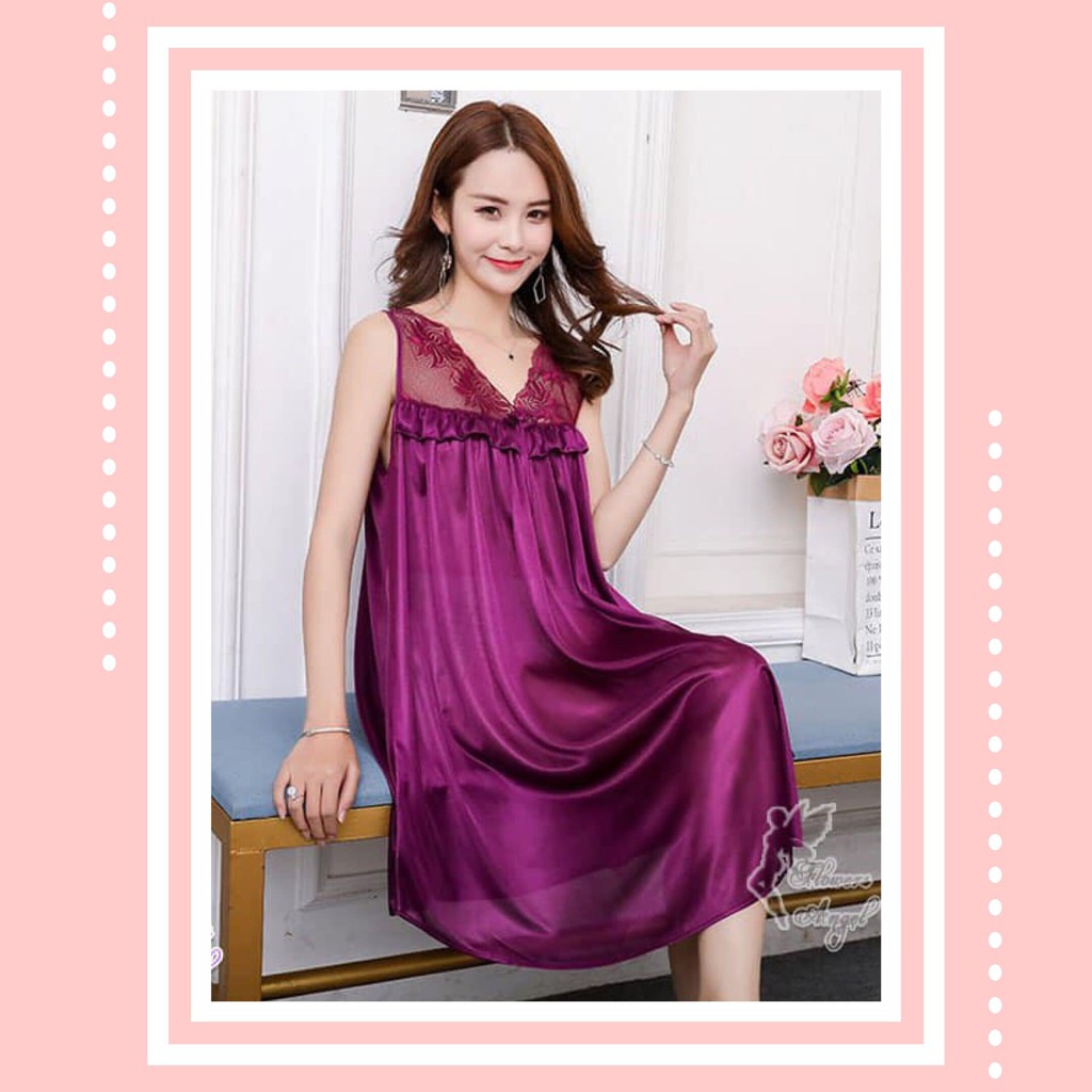 BAJU TIDUR LINGERIE BABYDOLL Aquileqia Satin Night Gown