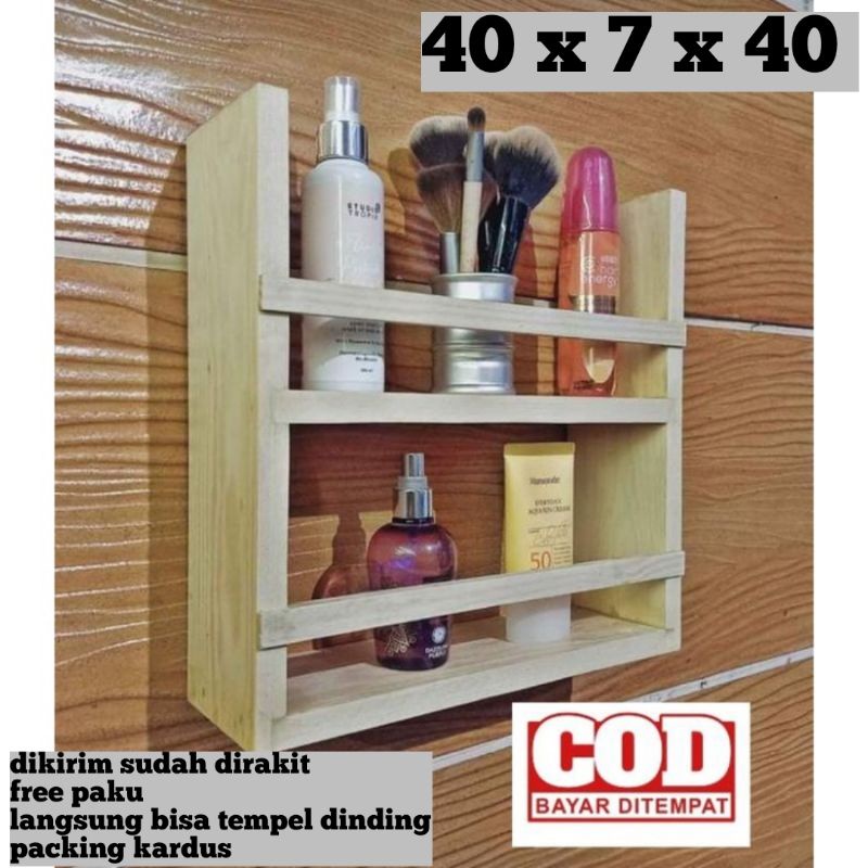 rak bumbu dinding / rak bumbu tempel dinding / rak bumbu kayu / rak make up / rak bumbu kayu murah /