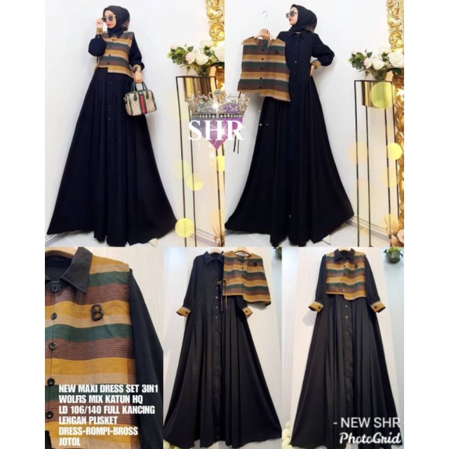 New maxi dres ori shr set rompi 3in1