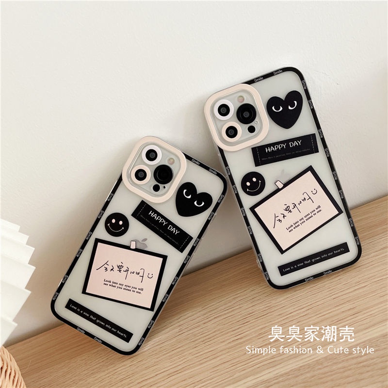 Casing Ponsel Untuk iPhone 11 12 Pro Max 12Pro XR XsMax 7 8 SE 2020 8 Plus 11Pro Label Cinta, Kartun Berbentuk Hati Casing Ponsel Silikon Casing Tahan Guncangan Hs5gvaw