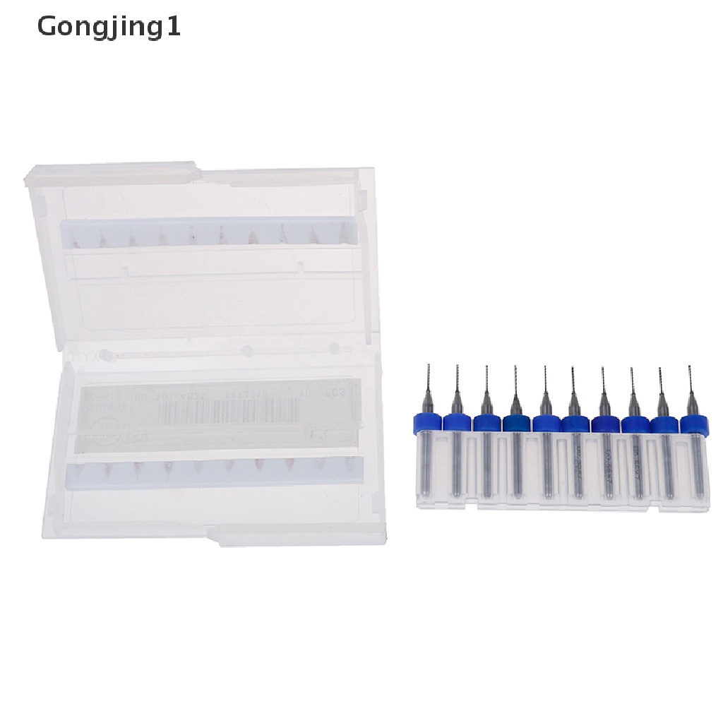 Gongjing1 10Pcs / set Mata Bor micro mini Bahan carbide CNC Untuk Papan Sirkuit PCB bits