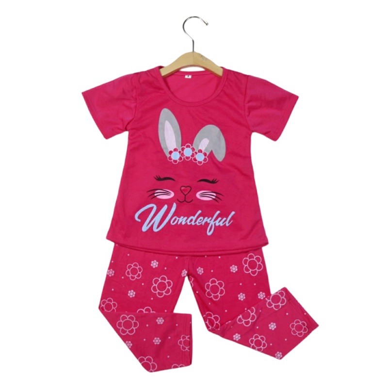 SETELAN FASHION SIKUNING BAJU ANAK PEREMPUAN MOTIF RABBIT BAHAN KAOS 2-6 TAHUN