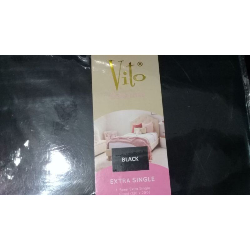 sprei hitam polos tanpa motif merk vito