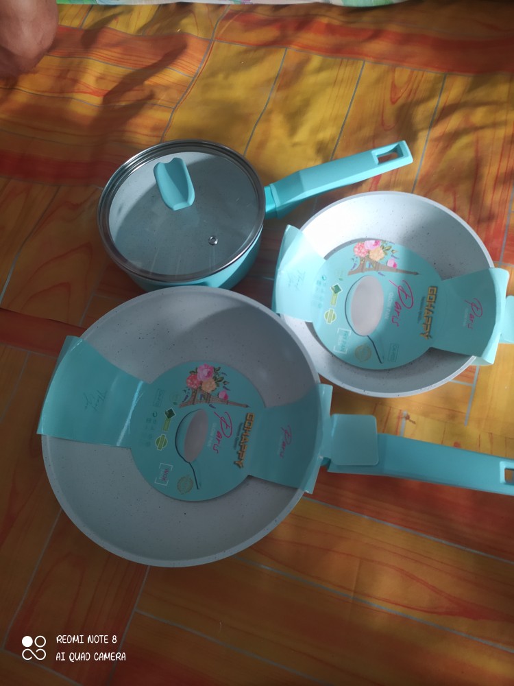 Panci Set Paris Glowpan Gohappy 3 In 1 Wok Fry Milk Pan |wajan Anti Lengket Premium Glow Pan