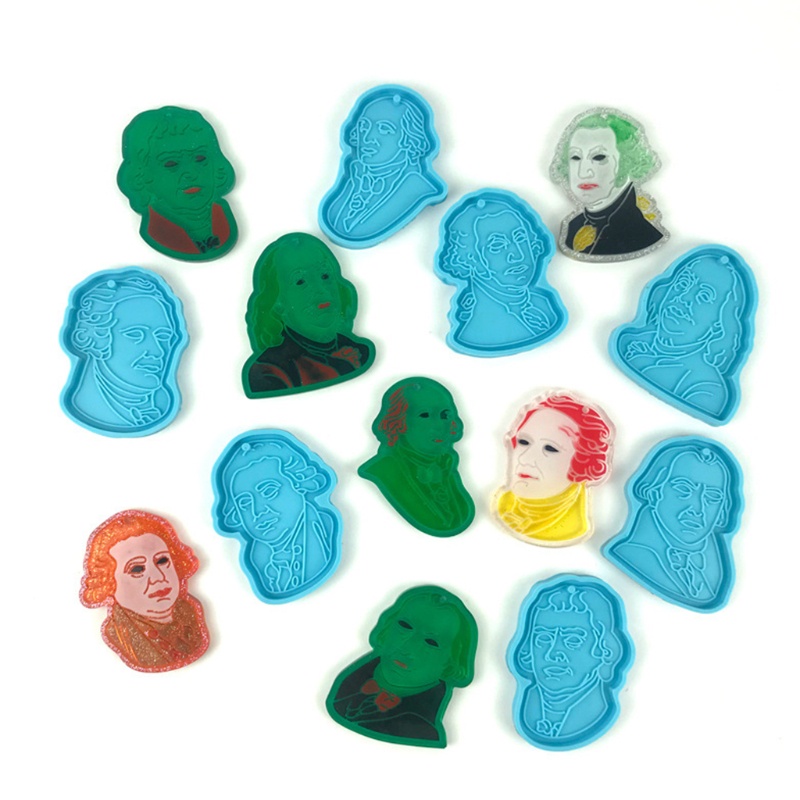 SIY  7 Pcs Foreigner Head Keychain Epoxy Resin Mold Pendant Casting Silicone Mould