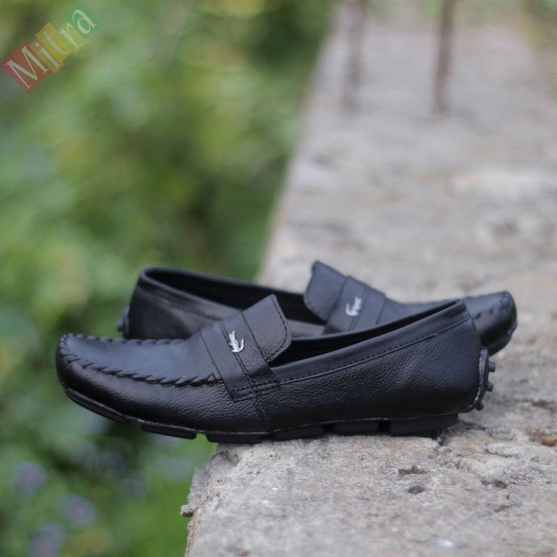 SEPATU PANTOFEL PRIA KULIT SAPI ASLI LACOSTE KANTOR FORMAL KERJA BROWN HITAM // Collection