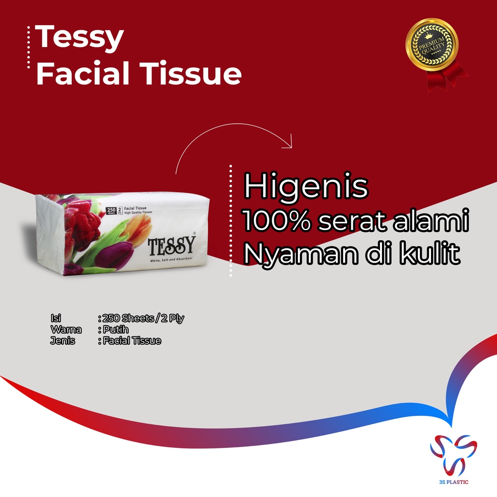 [PALING MURAH] FACIAL TISSUE / TISU WAJAH TESSY 250 SHEETS / TISSUE TESSY-1