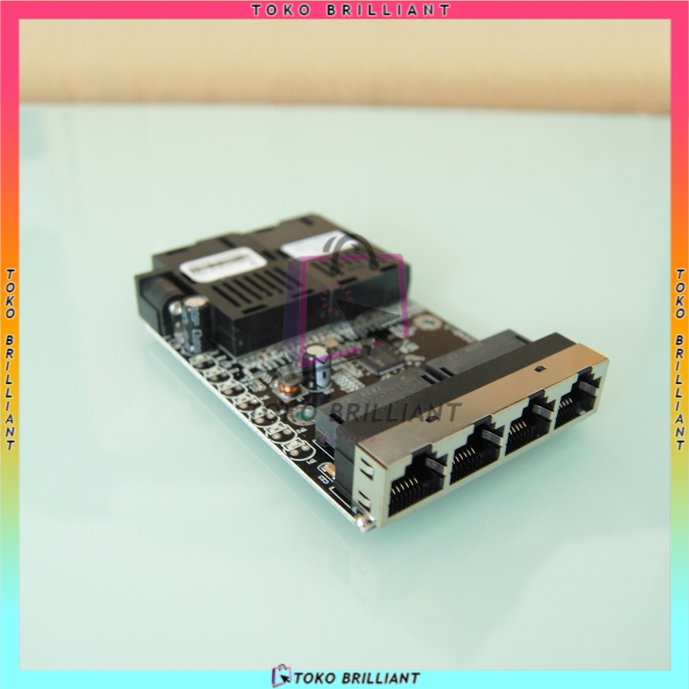 [BISA COD] 10/100Mbps 2 SC 4 RJ45 Ethernet Fiber Switch Single Mode Fiber Port PCB