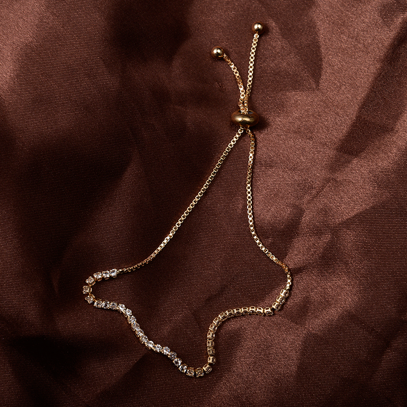 (YUZHU)COD Wanita Korea Gelang Hot Sale Kupu-kupu Swarovski Crystal Bunga Gelang Hadiah Ulang Tahun Wanita-2