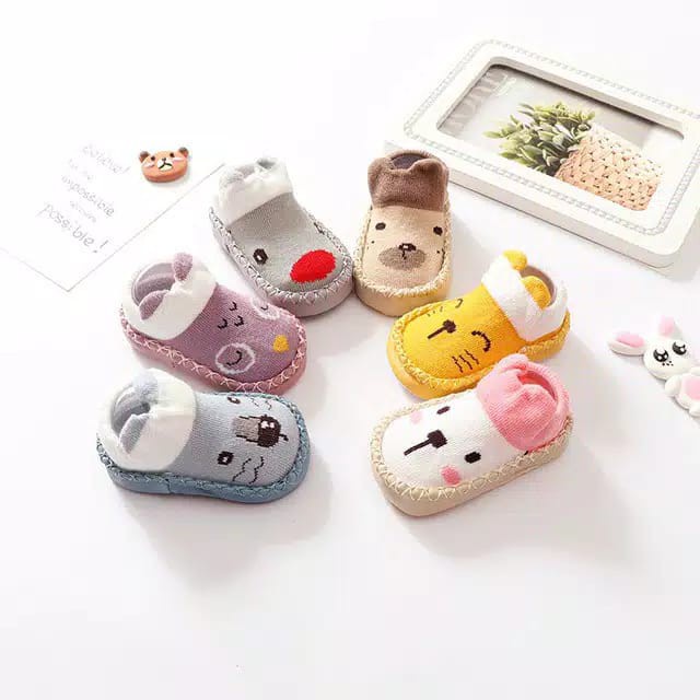 PROMO 10.10 PUNCAK ☀ACCBAYI☀ PW02 Anti Slip Bayi PATTERN MOCCASINS sepatu bayi prewalker kaos kaki anak import