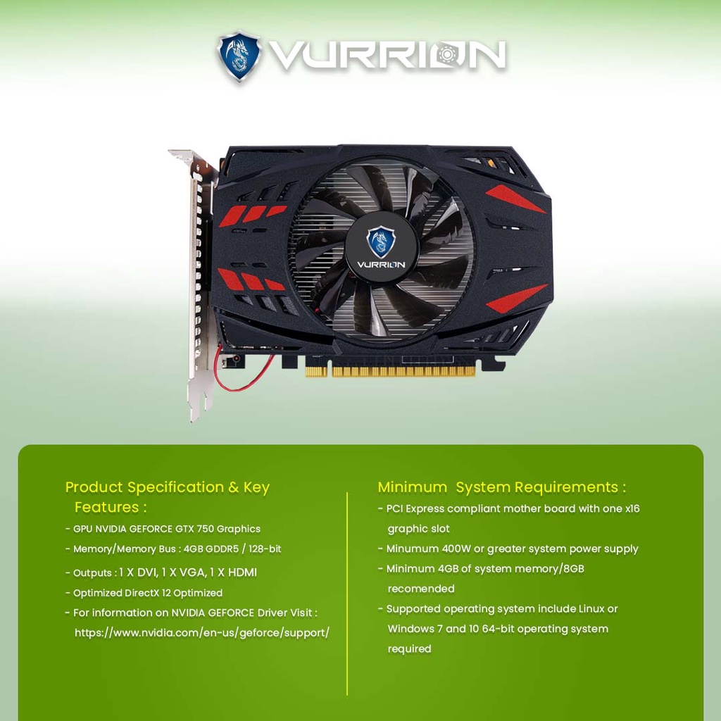 VGA Card Gaming GTX 750 2GB / 4GB GDDR5 Geforce Nvidia 128Bit GPU GTX750 Vurrion Garansi Resmi 2 Tahun