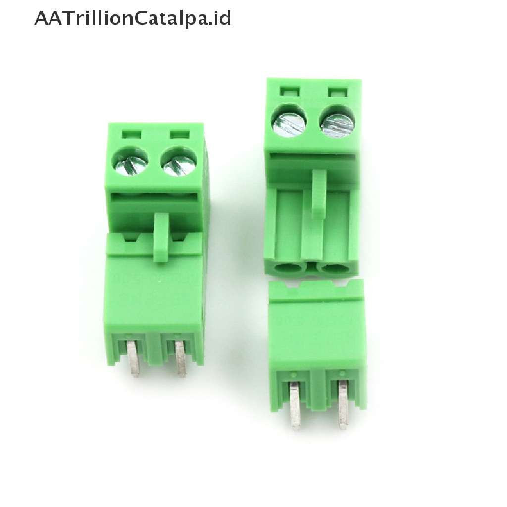 Aatrillioncatalpa 20pcs Blok Terminal Konektor PCB 5.08mm Pitch 2Pin Plug-in