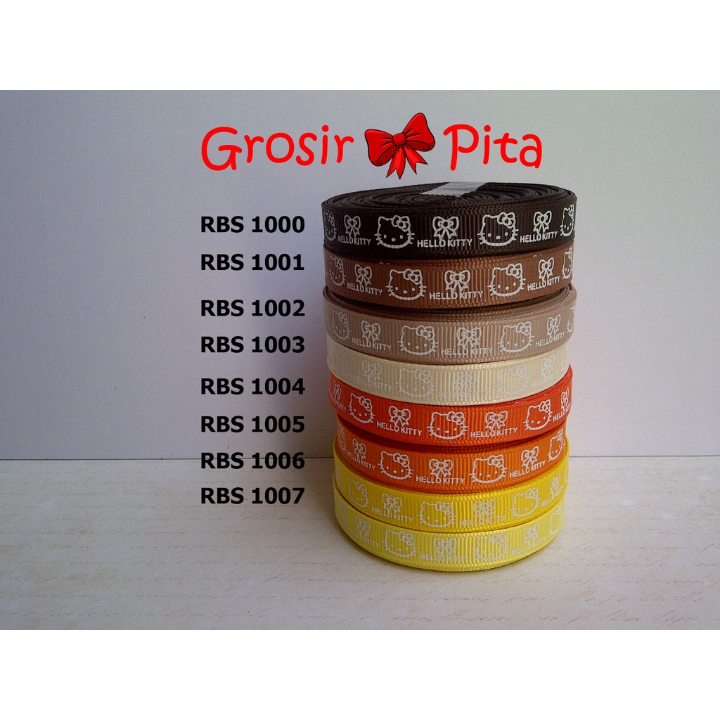 

(25 yard) Pita Grosgrain Motif Hello Kitty RBS 1000,1001,1002,1003,1004,1005,1006,1007 | Toko Bahan Craft | Grosir Pita