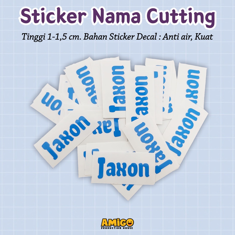 

Stiker Nama Cutting Stiker Decal Waterproof Label Nama Anak & Dewasa