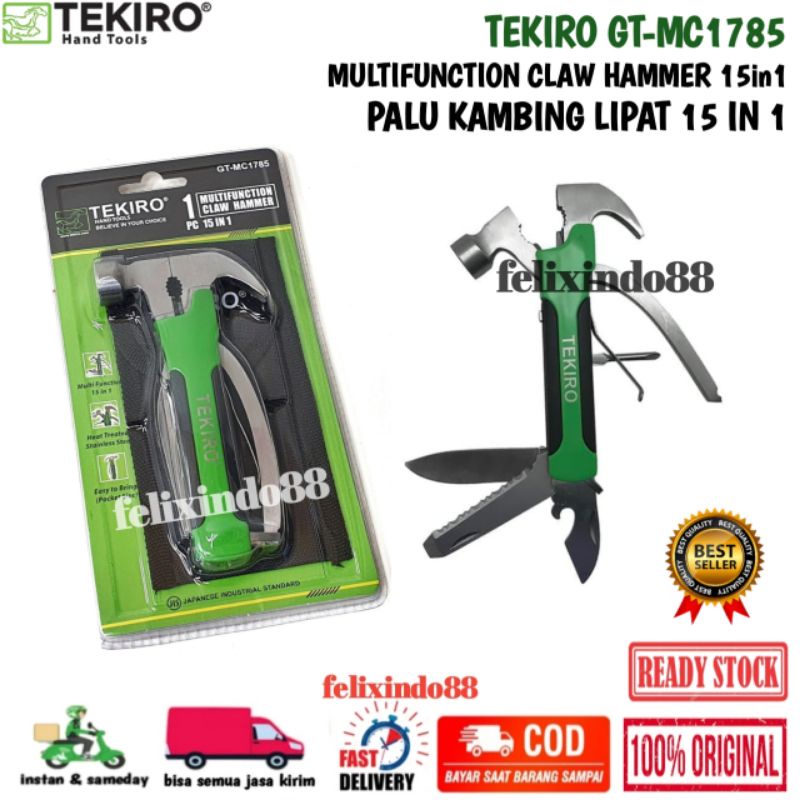 Palu Kambing Lipat Multifungsi 15 in 1 GT-MC1785 Tekiro Original Multifunction Hammer Mini