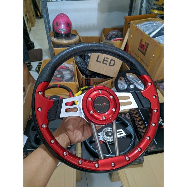 Stir racing setir racing mobil Cover merah lapis karet empuk setir racing mobil setir racing murah