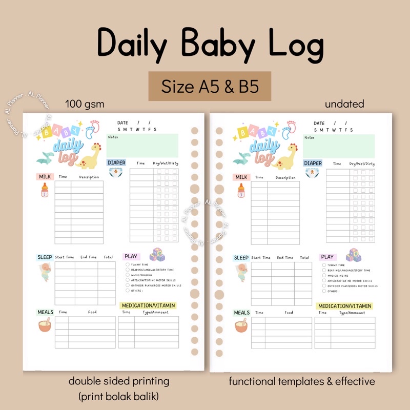

Baby Log Planner / Tracker / Schedule Bayi / Newborn Gift Hadiah