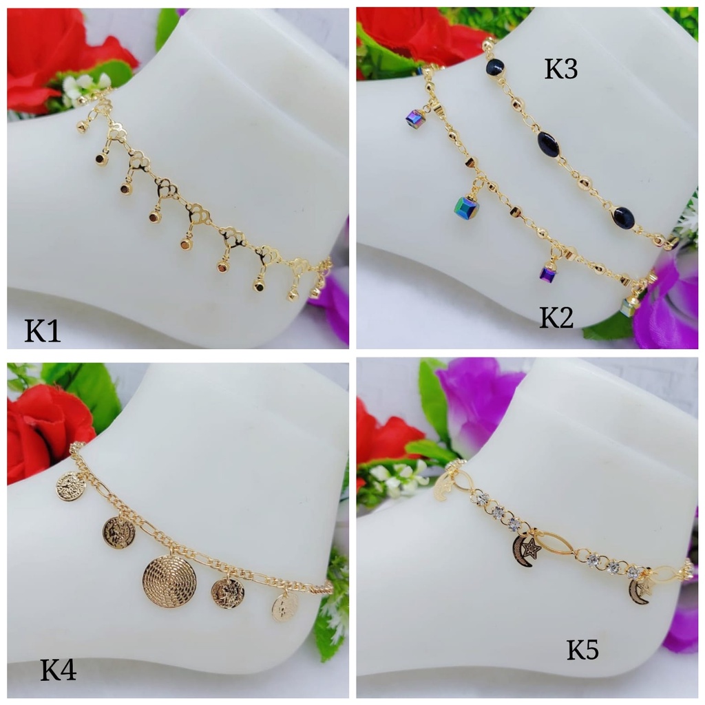 Gelang kaki lapis emas perhiasan xuping jewellery K1-K5