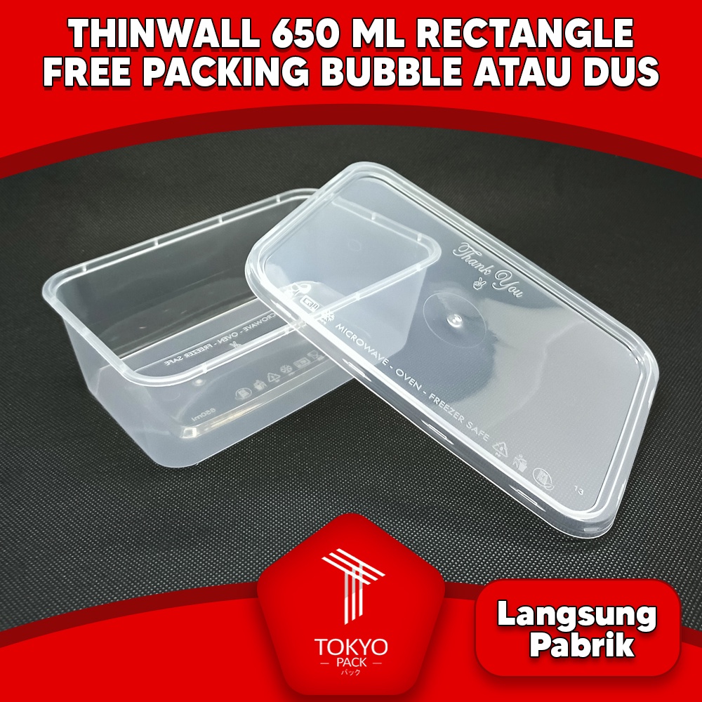 Thinwall Rectangle - 650 ml Kemasan Food grade isi 25 set MURAH