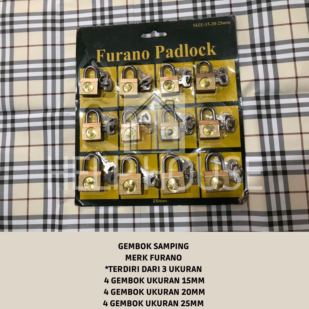 KUNCI GEMBOK PAGAR PINTU KECIL 15MM 20MM 25MM FURANO MURAH