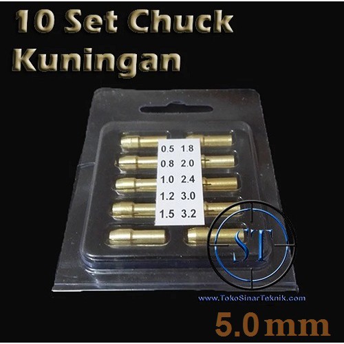 10 Set Collet - Chuck Kuningan 4.3-5.0mm utk Mini Drill Grinder Bor Dremel Dudukan Bor Listrik Shank