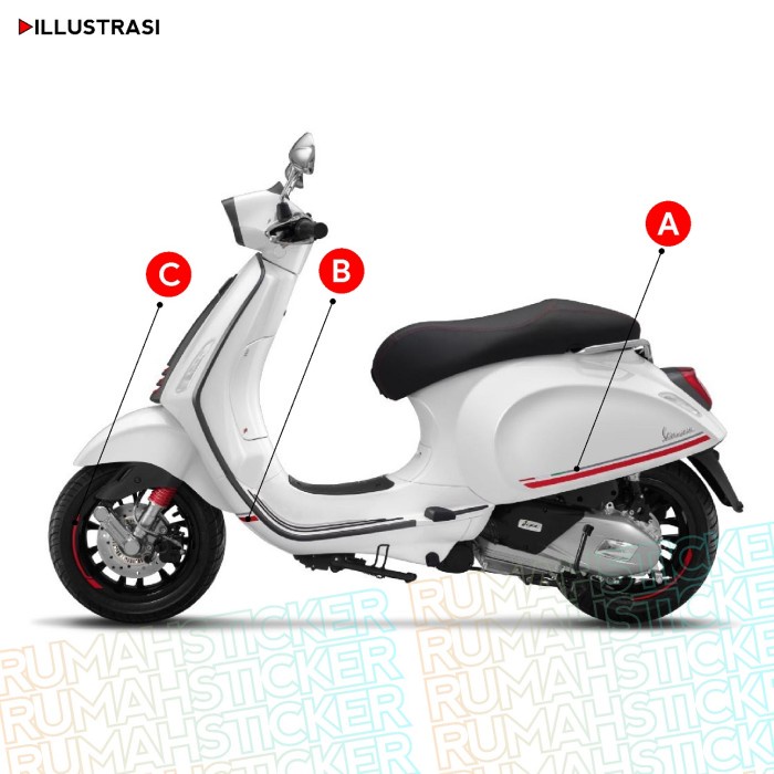 STICKER CUTTING LIST VESPA UNIVERSAL MODE STRIPING VESPA SPRINT CARBON