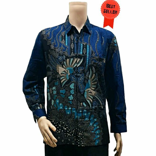 Kemeja Batik Pria Furing Jumbo 4L-5L Lengan Panjang Modern Hem Pria Big Size XXXXL Seragam Batik NGK