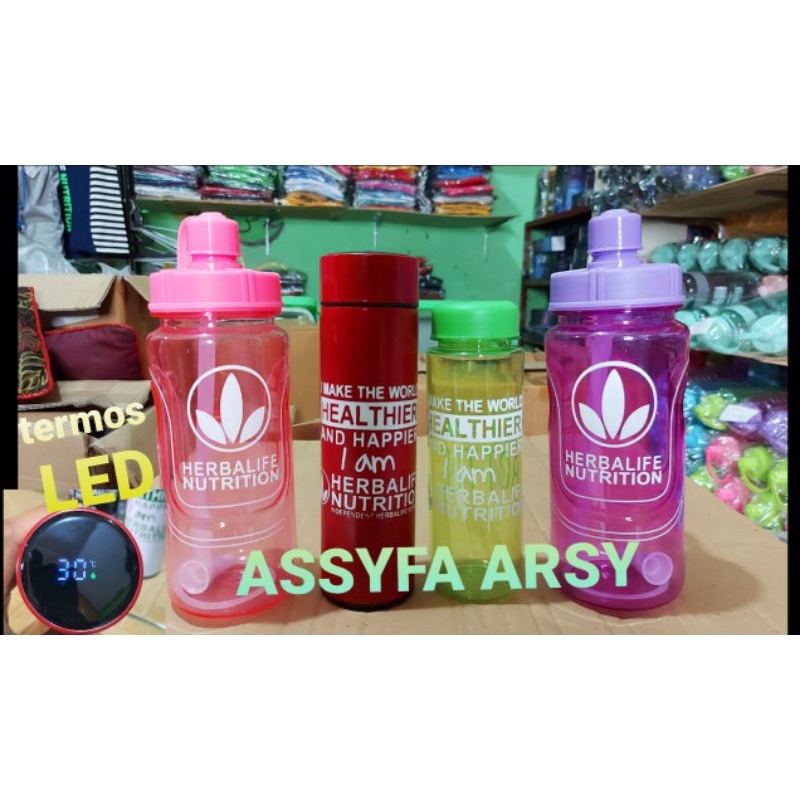 PTOMOPROMOPROMO BOTOL MINUM HERBALIFE BOTOL 1LITER 2PSC+ TERMOS LED 1PSC + BOTOL 500ML 1PSC
