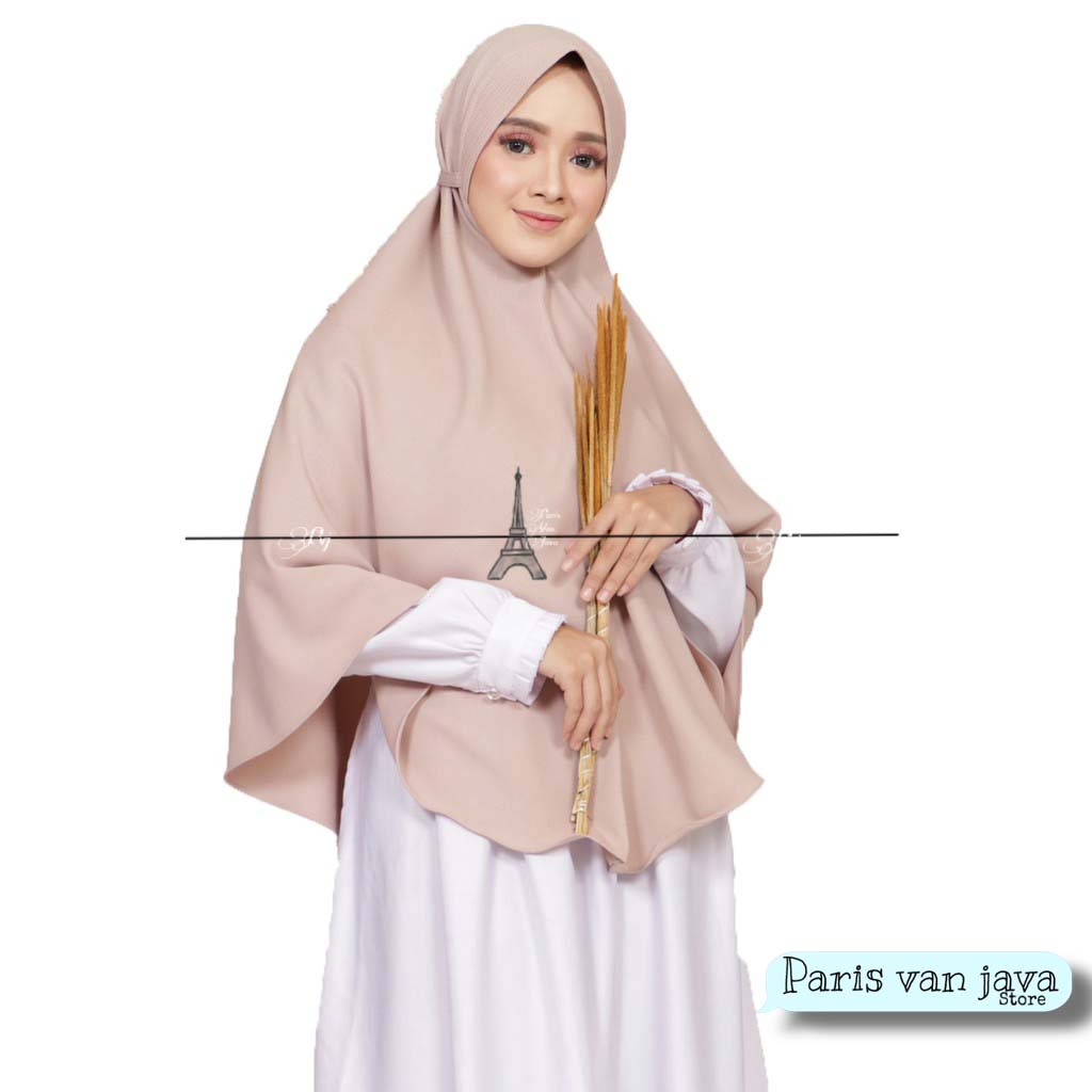 Jilbab Syari Bergo Hamidah Jumbo Pad Tali Moscrepe (XL) | Hijab Khimar Instant Jumbo (XL) | Kerudung Pad Pakai Tali Size XL