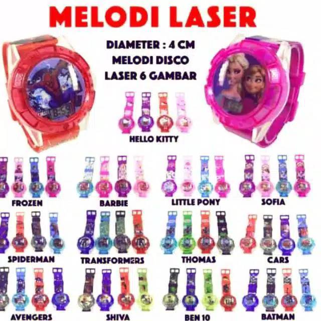 (G_W)Jam Tangan Anak Laser Melodi Lampu ( Karakter Cewek ) dan (Karakter Cowok)