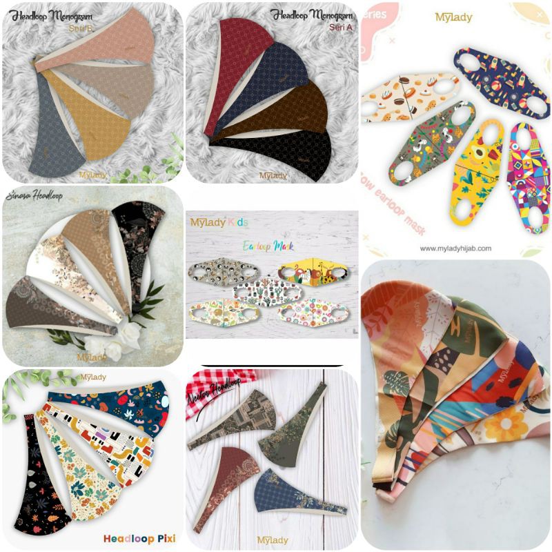 MASKER HIJAB dan MASKER ANAK  MASKER MYLADY HIJAB Headloop