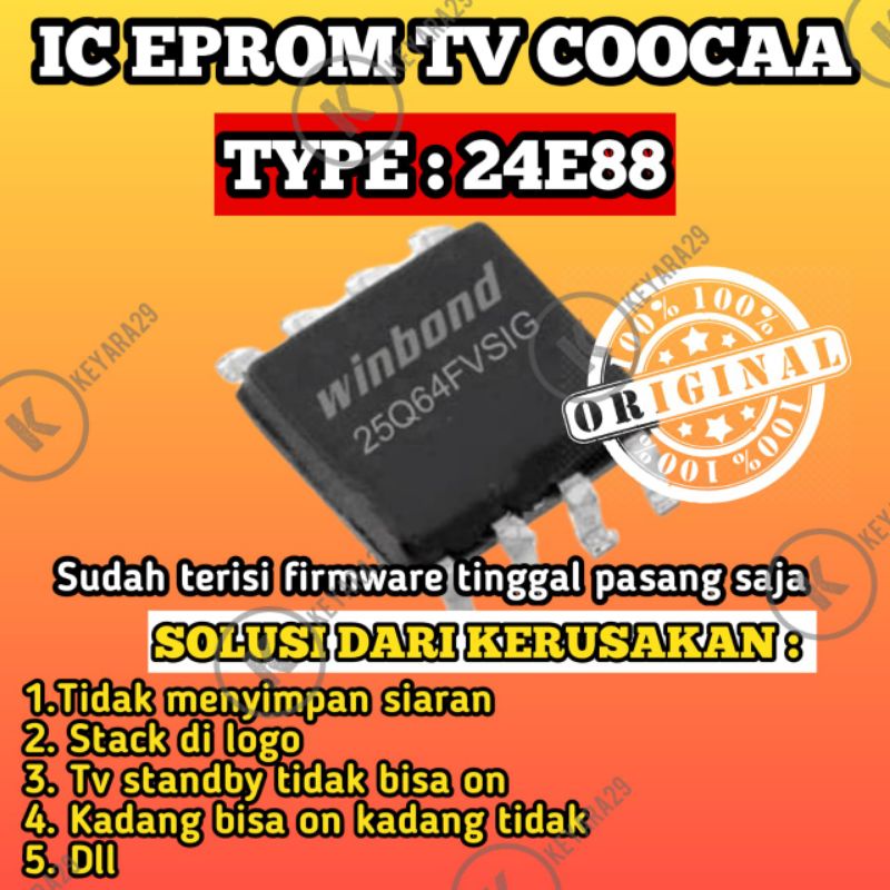 ic eprom tv led coocaa 24e88 siap pakai