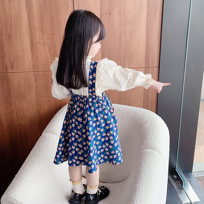 (LOLI-JKT) BS-128 STELAN JUMSUIT KATSURI  ANAK BIRU BUNGA 100-140