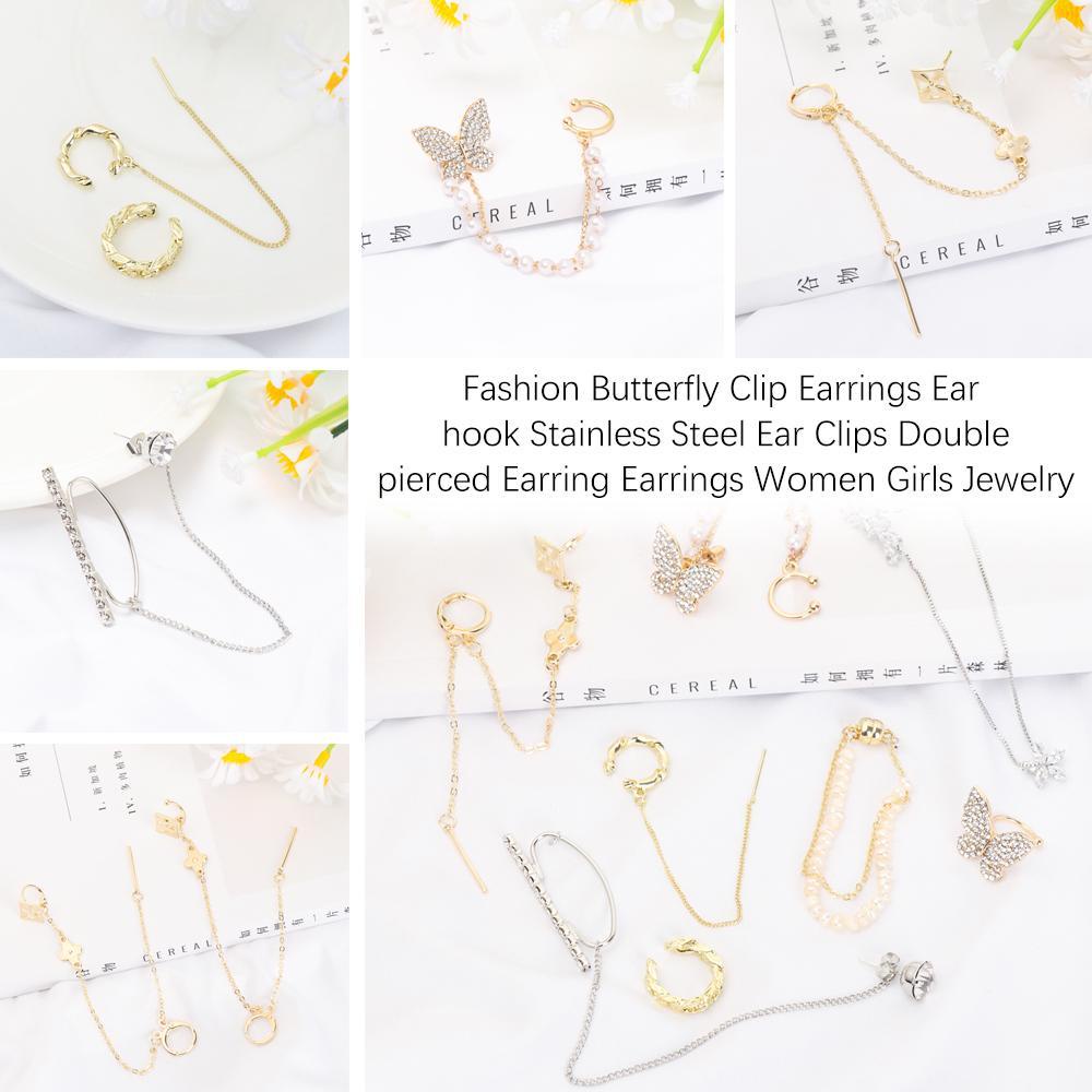 Lily Butterfly Klip Anting Hadiah Fashion Mutiara Alloy Ear Clip