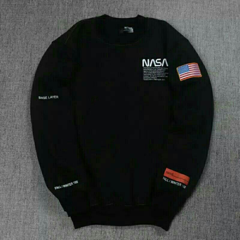 SWEATER CREWNECK NASA - SWITER NASA PRIA WANITA - HITAM
