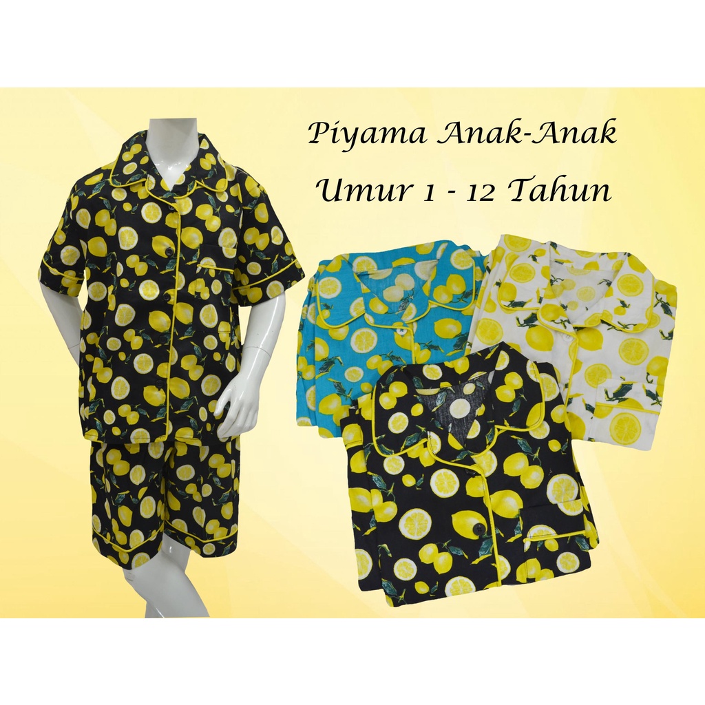 Baju Tidur Celana Pendek Anak-Anak Bahan Katun Import Printing