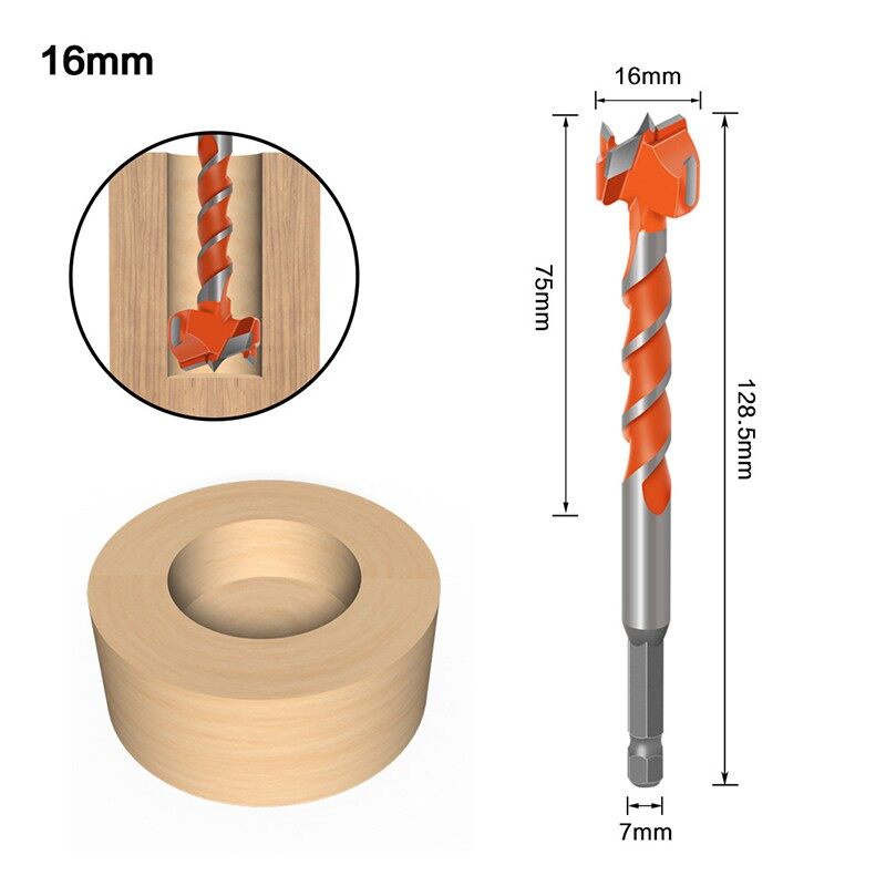 SA Mata Bor Kayu Gergaji Pelubang, Pemotong Alat Pertukangan 16Mm-25Mm Baja Karbon Batang Heksagonal untuk Beton Ubin Batu Bata Kaca Kayu Plastik 1 Buah