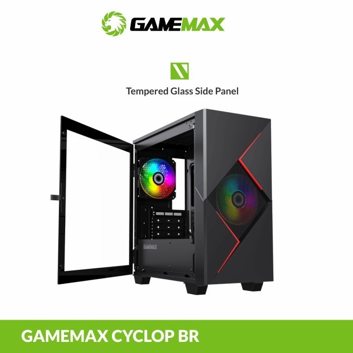 PC Case Gamemax Cyclops Black Red M-ATX with ARGB fan &amp; PWM v1.7