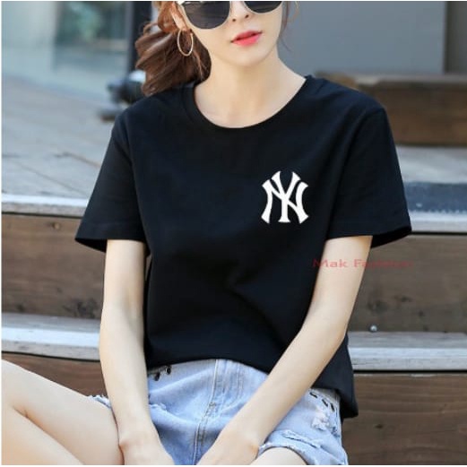 BISA COD ~ BAJU TRENDY LOGO NY WANITA TERBARU~KAOS DISTRO TEBAL LENGAN PENDEK KEREN MASA KINI~BAJU CEWEK TERLARIS